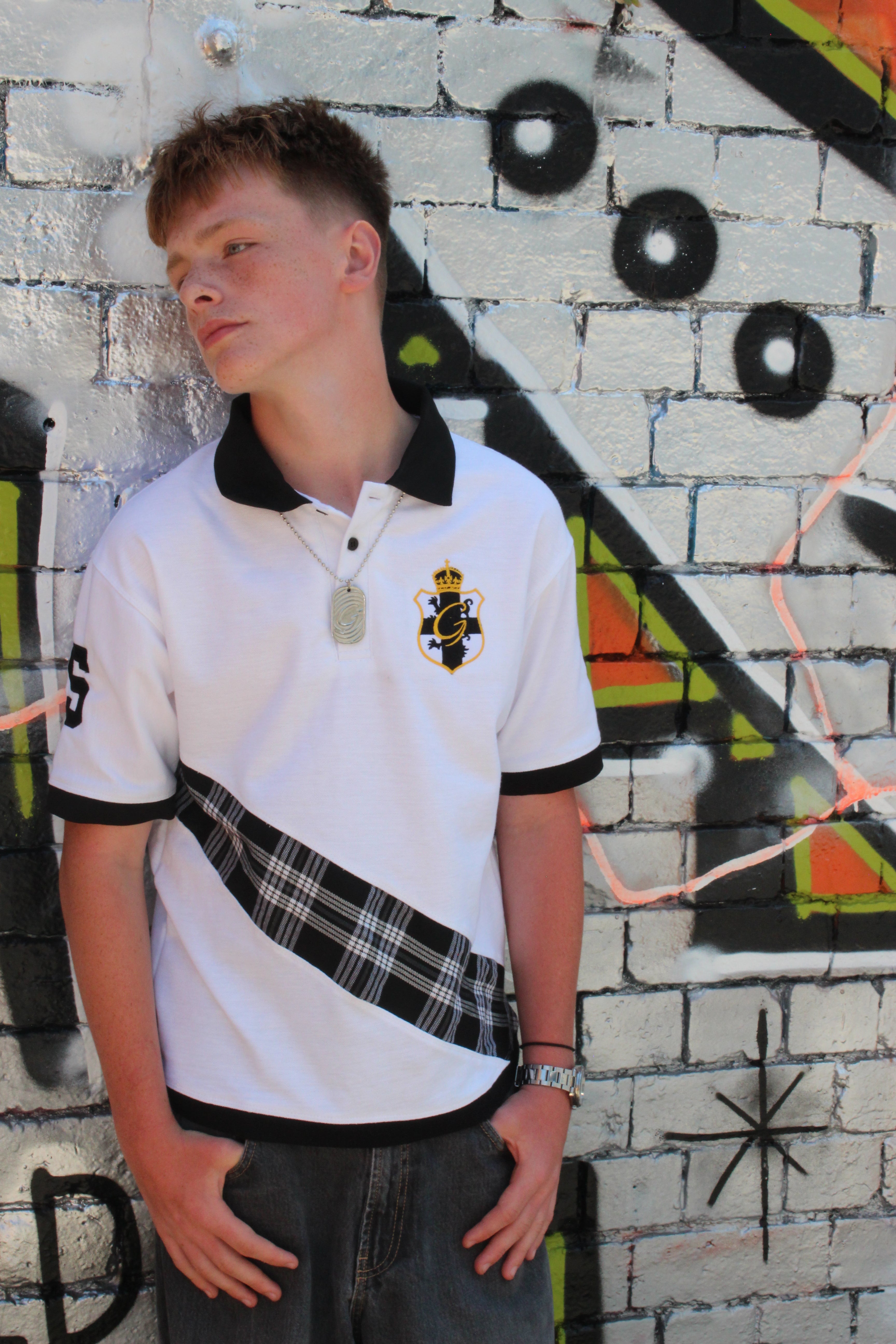 Growth Black Plaid Strike Polo